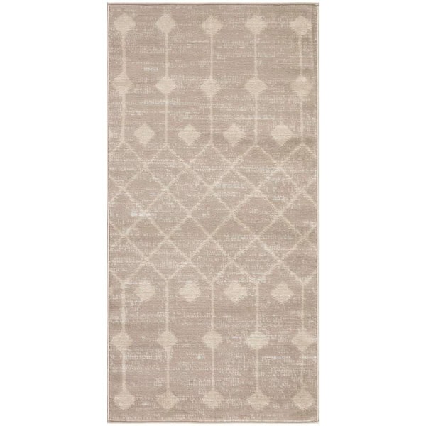 Nourison Grafix Beige doormat 2 ft. x 4 ft. Trellis Transitional Area Rug