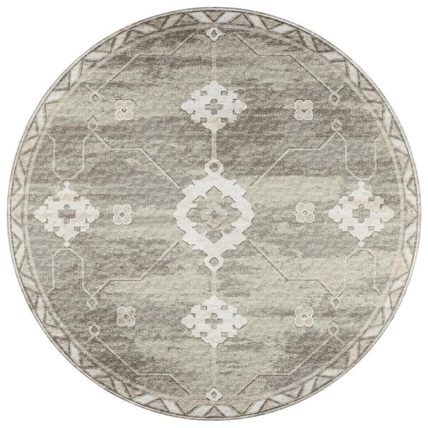 Addison Rugs Modena Khaki 8 ft. x 8 ft. Round Persian Area Rug