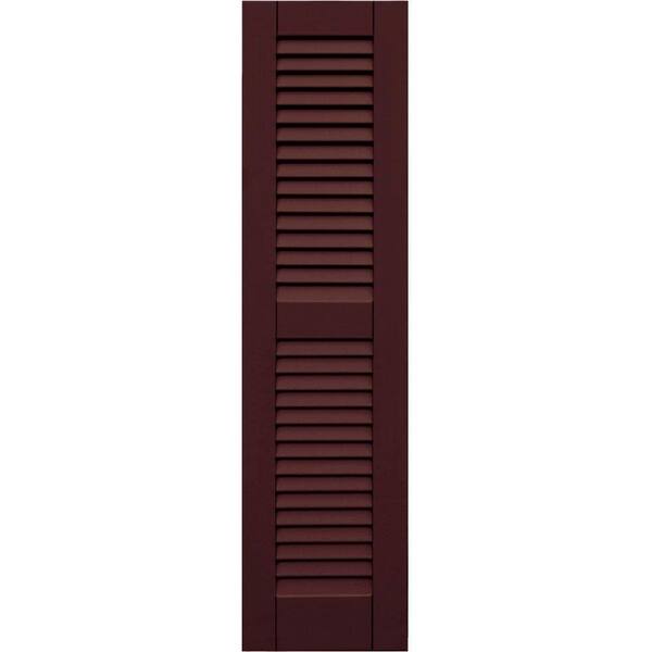 Winworks Wood Composite 12 in. x 47 in. Louvered Shutters Pair #657 Polished Mahogany