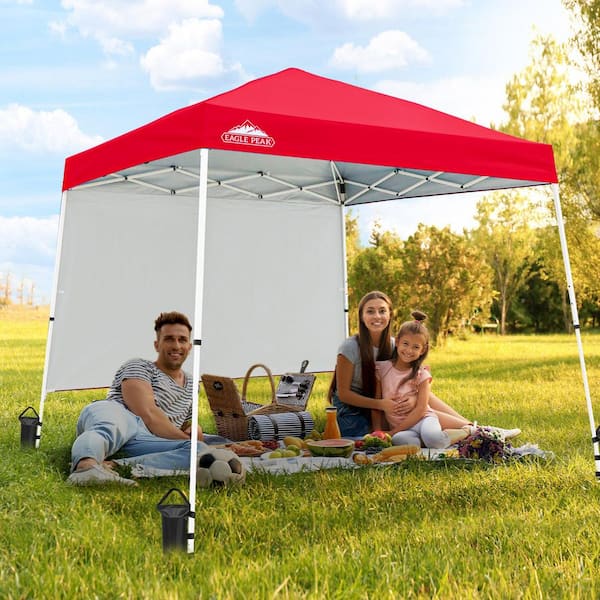 EAGLE PEAK 10 ft. x 10 ft. Outdoor Pop Up Slant Leg Canopy Tent with Wall Panel