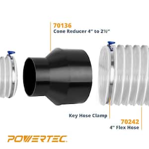 4 in. x 10 ft. PVC Dust Collection Hose w/4 in. to 2-1/2 in. Hose Cone Reducer for Dust Collection Systems (1-Pack)