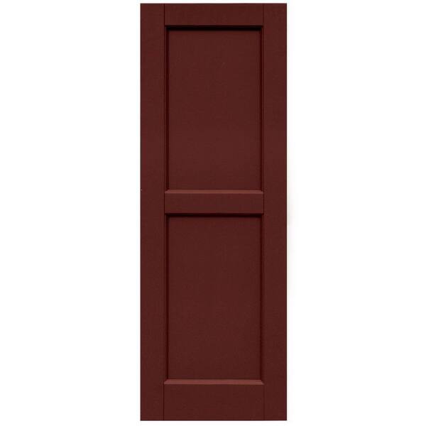 Winworks Wood Composite 15 in. x 43 in. Contemporary Flat Panel Shutters Pair #650 Board and Batten Red