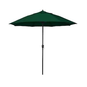 7.5 ft. Bronze Aluminum Market Patio Umbrella with Fiberglass Ribs and Auto Tilt in Forest Green Sunbrella