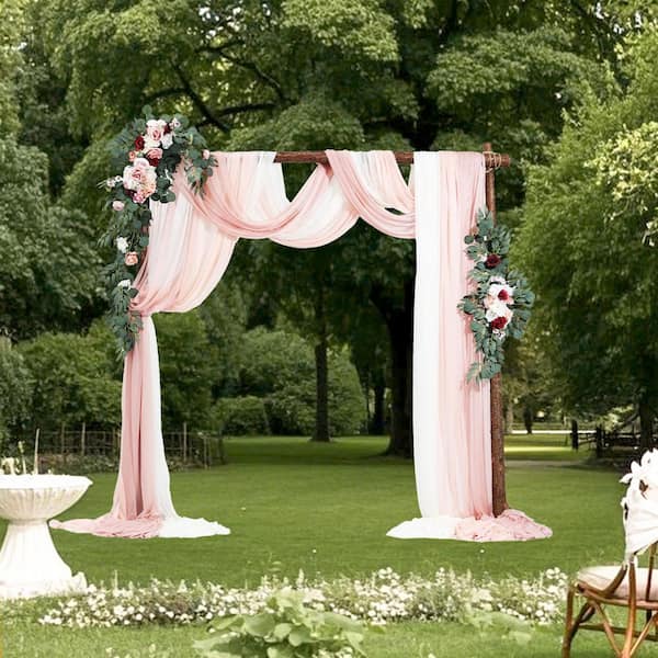 38.97 in. H Artificial Wedding Arch Flowers Kit, Pink Arch Flowers 2 Pieces Floral Arrangement Fabric Square 2025 update