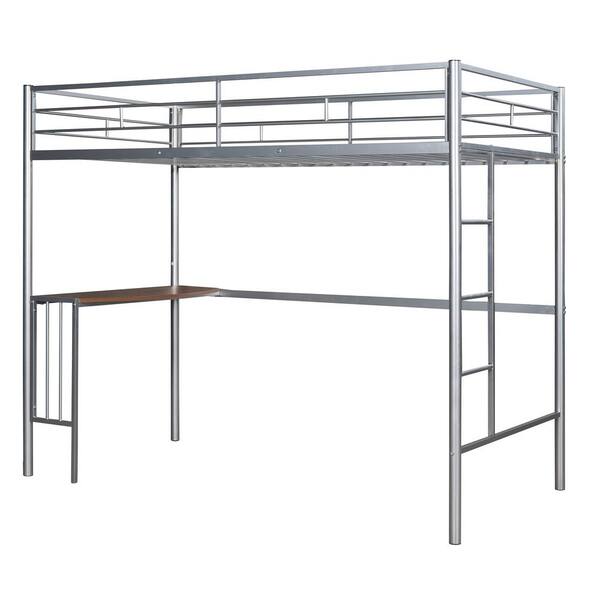 Harper & Bright Designs Silver Twin Size Metal Loft Bed with