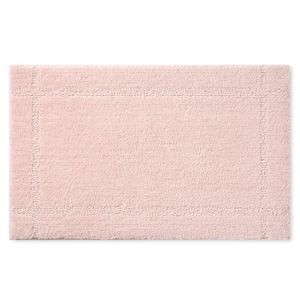 Ultra Plush Solid Washable Pink 20 in. x 32 in. Border Bathmat Rug