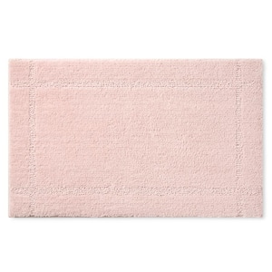 Ultra Plush Solid Washable Blush 20 ft. x 32 ft. Border Bath Mat Rug