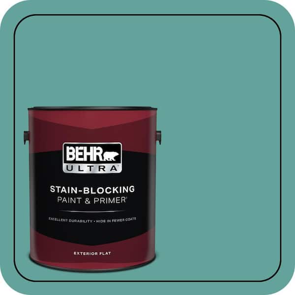 BEHR ULTRA 1 gal. #M450-5 Aqua Rapids Flat Exterior Paint & Primer