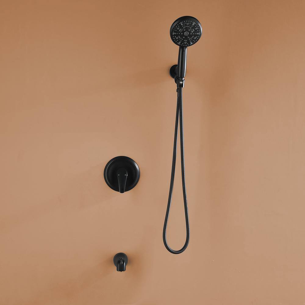Matte Black Brass Wall Mounted Rain Handheld Shower System