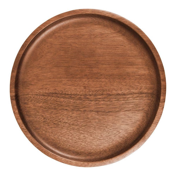 Kate and Laurel Xyler 10 in. W Walnut Brown Round Transitional