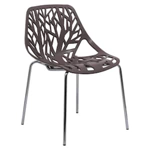 Asbury Modern Stackable Dining Chair With Chromed Metal Legs in Taupe