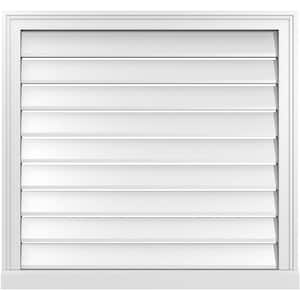 32 in. x 30 in. Vertical Surface Mount PVC Gable Vent: Functional with Brickmould Sill Frame