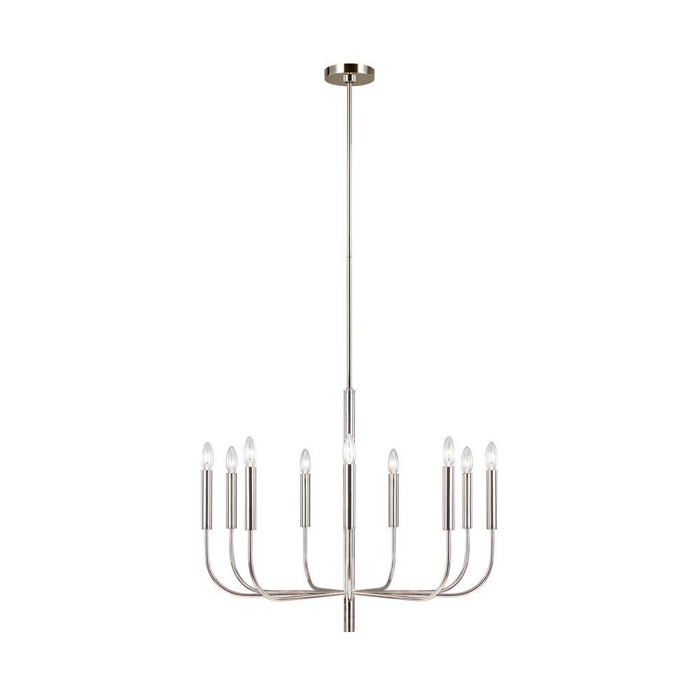 Polished Nickel 9-Light Torpedo Candelabra Chandelier