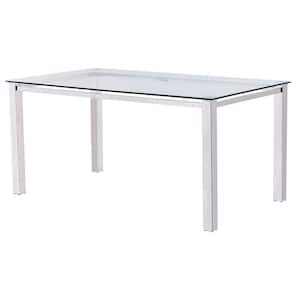 Margaid Silver Glass 63 in. L 4-Legs Dining Table (Seats 6)