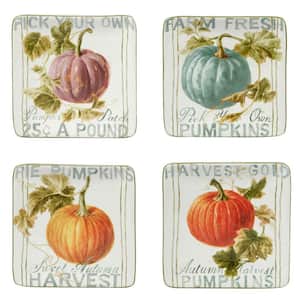 Autumn Harvest Multicolored Earthenware Canape Plate Square (Set of 4)