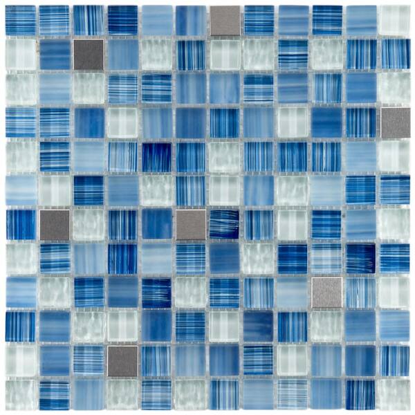 Merola Tile Tessera Square Alpine 11-5/8 in. x 11-5/8 in. x 8 mm Glass and Metal Mosaic Tile