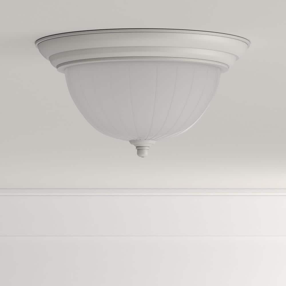 White Glass Bowl Ceiling Light with LED and Incandescent Options