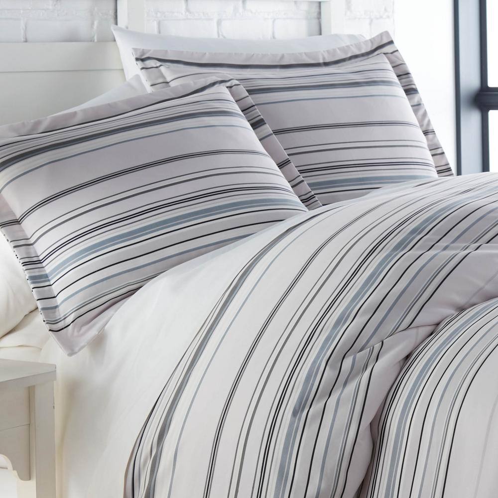 King Gray Reversible Microfiber Down Alternative Comforter Set