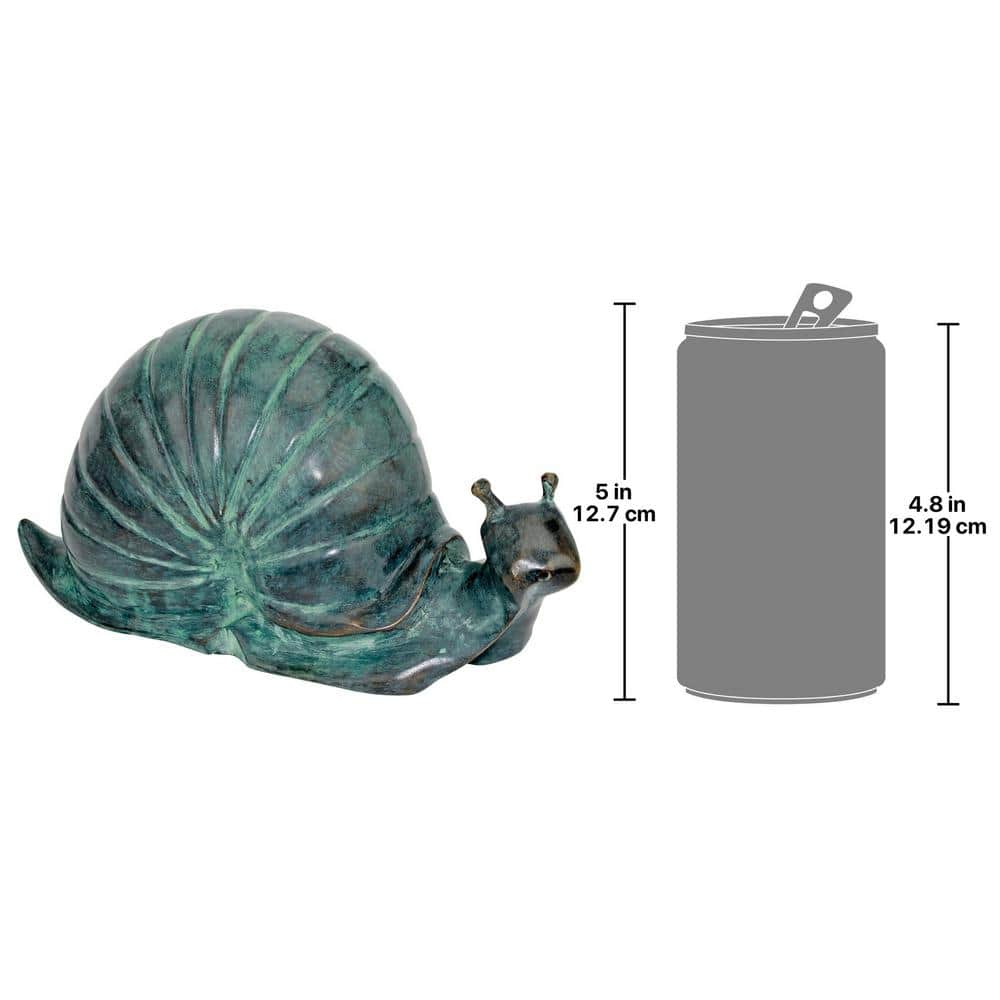 Large Bronze Snail Garden Statue with Emerald Patina