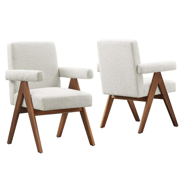 Lyra Boucle Fabric Dining Room Chair - Set of 2 in Ivory