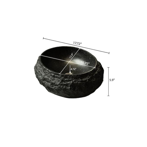 ANGELES HOME 18 in. Vessel Bathroom Sink in Dark Gray, Irregular