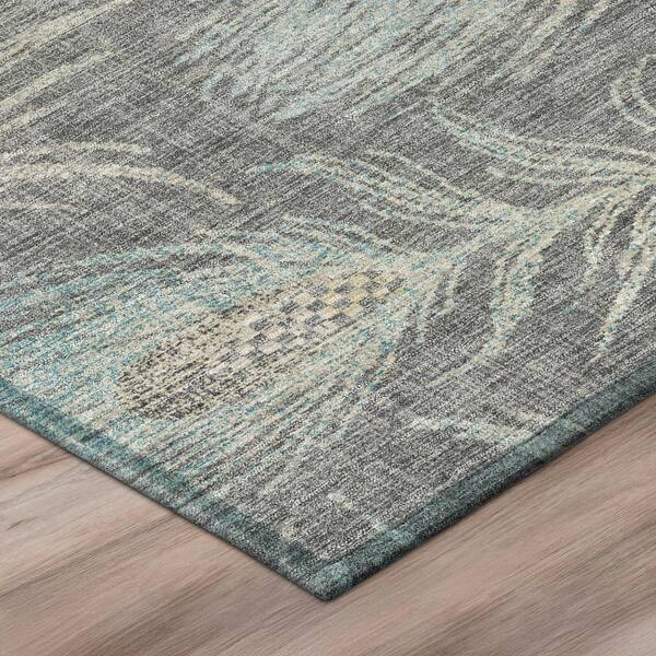 Chantille Machine Washable Indoor/Outdoor Abstract ACN3147 Gray 8 ft. x 8 ft. Round Rug