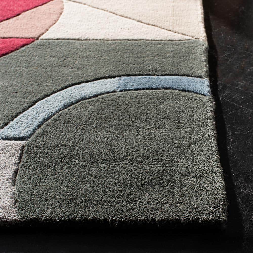 Handmade Blue Wool Tufted Square Area Rug 4' x 4'