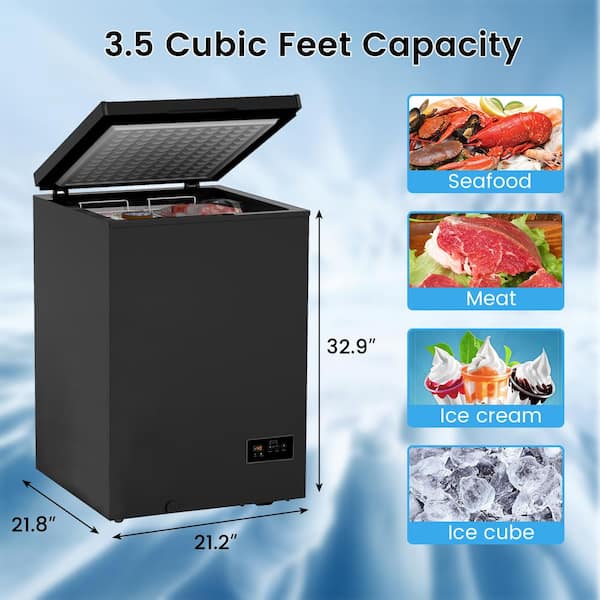 Erommy Deep Freezer, 3.5 Cubic Feet Home Chest Freezer with Storage Basket,  Black – The Market Depot