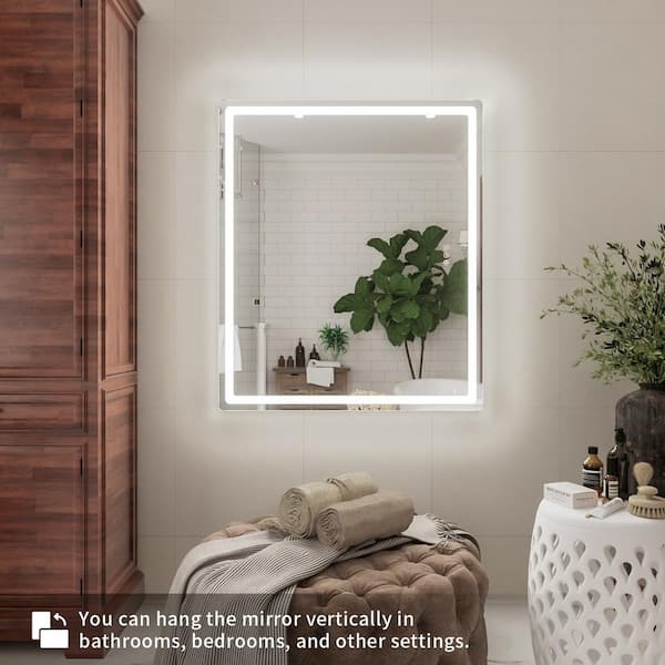 Aurora 42 in. W x 36 in. H Rectangular Frameless LED Wall Bathroom Vanity Mirror in Silver