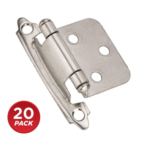(20-Pack) Brushed Nickel Semi-Concealed Self-Closing Variable Overlay for Face Frame Cabinet Hinge