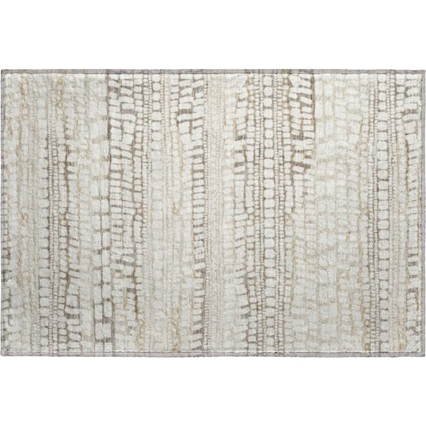 Mayfield Premium Machine Washable Abstract AMF2540 Ivory 3 ft. x 4 ft. Area Rug