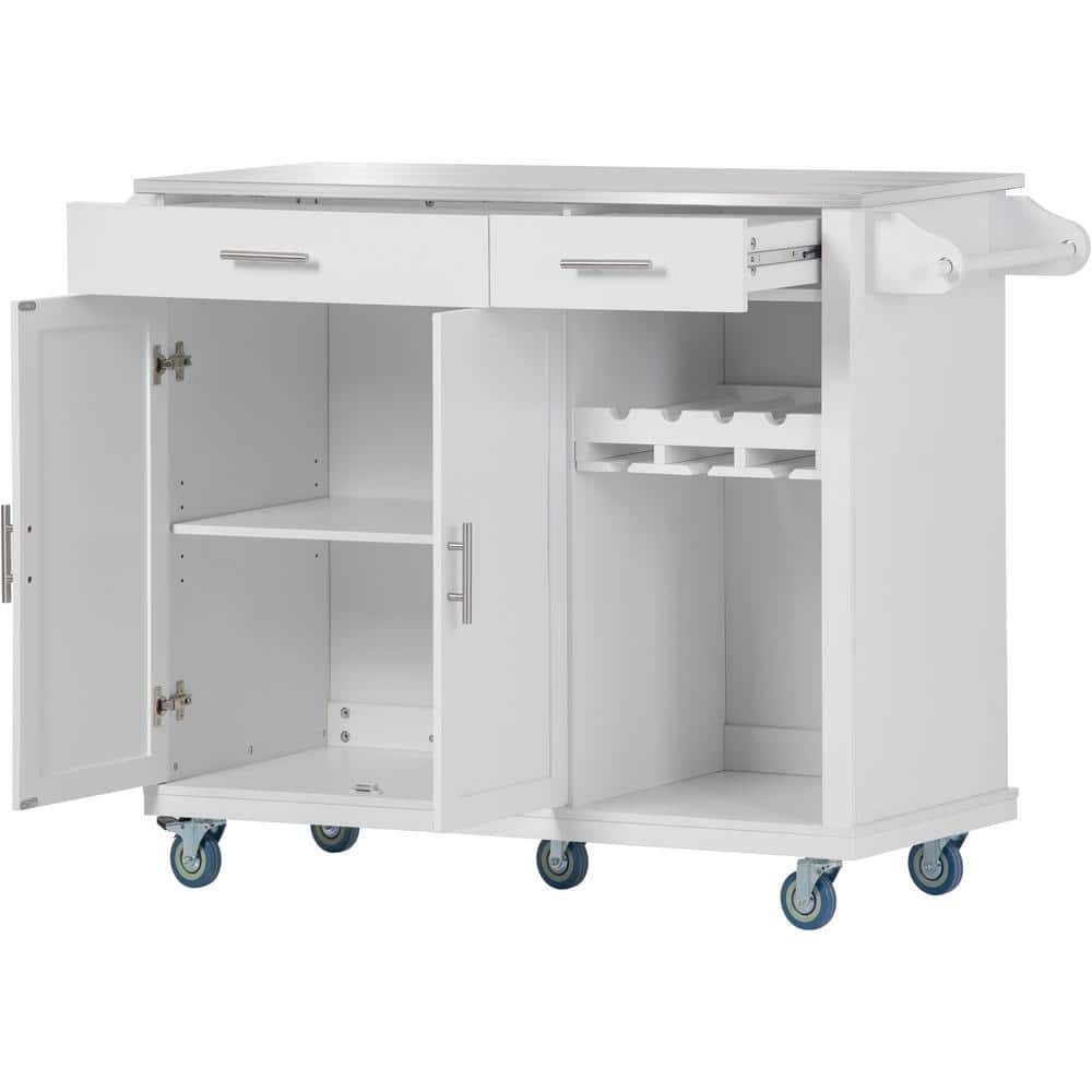 51 in. W x 18 in. D x 36.6 in. H Bathroom White Linen Cabinet