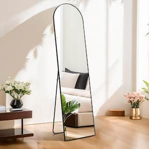 16 in. W x 59 in. H Aluminum Alloy Frame Arched Full Length Black Mirror with Shatter-Proof Glass