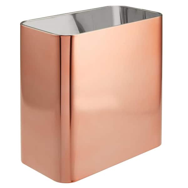 2.4 Gal. Rose Gold Rectangular Small Metal Trash Can