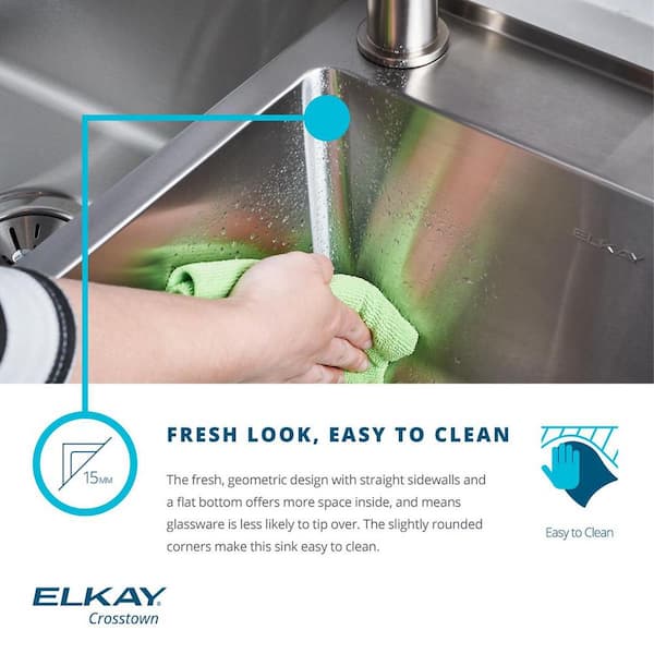 Elkay - Crosstown 32 in. Undermount Single Bowl 18-Gauge Stainless Steel Kitchen Sink Only