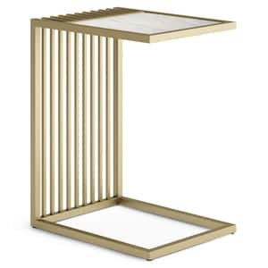 Dorval Contemporary 18 in. Wide Metal Marble C Table in Gold