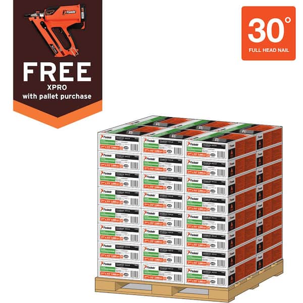 Paslode 2-3/8 in. x 0.113 in. 9-Gauge 30-Degree Galvanized Ring Shank Paper Tape Framing Nails Pallet with Cordless XPro Nailer