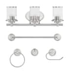 Truitt 23.25 in. 3-Light Brushed Nickel Modern Transitional Vanity with 4-Piece Bathroom Hardware Accessory Kit