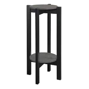 Newport 31.35 in. H Black Faux Cement Laminate Finish Round Particle Board Deluxe 2-Tier Indoor Plant Stand