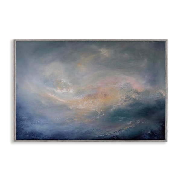 Stupell Industries Cascading Clouds Abstract by Lydia Orange Gray Framed Abstract Giclee Art Print 16 in. x 24 in.