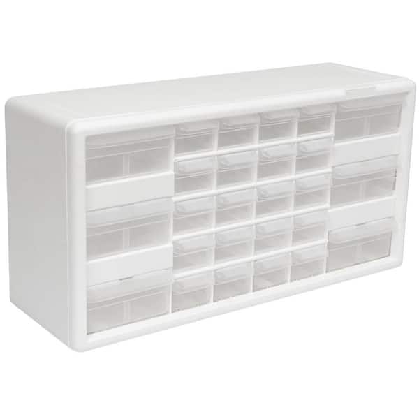 10126 Plastic Drawer Storage Cabinet, 20 in. x 6 in. x 10 in. White, 26-drawer