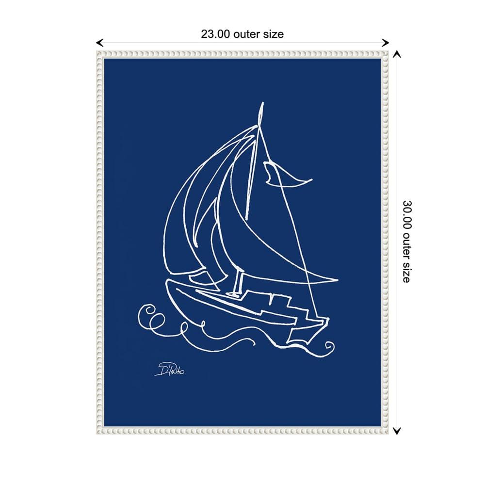 Blue Nautical Sailboat Canvas Print with Beaded Frame