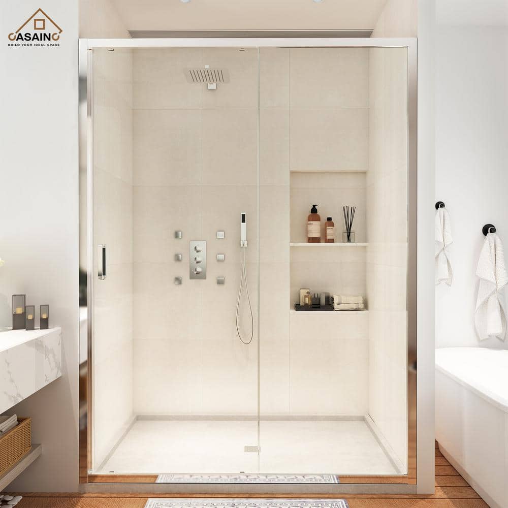 Chrome 48" x 72" Framed Single Sliding Shower Door