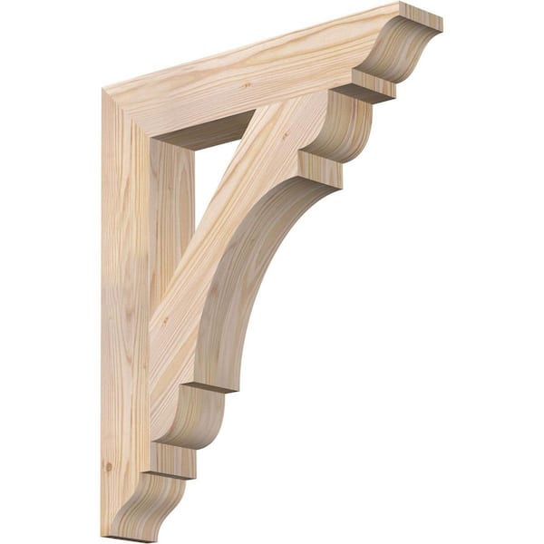 Ekena Millwork 3.5 in. x 24 in. x 20 in. Douglas Fir Olympic Traditional Smooth Bracket