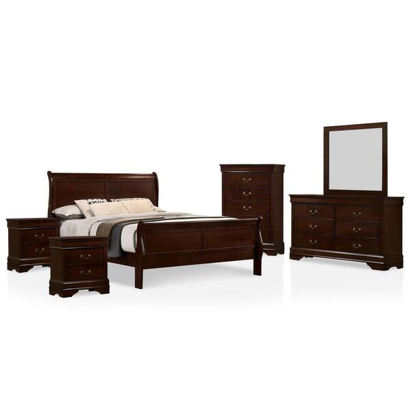 Furniture of America Alarcon 6-Piece Cherry King Bedroom Set