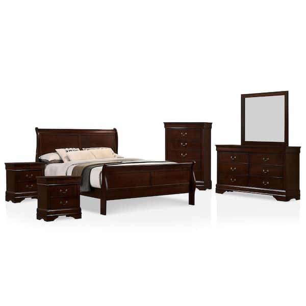 Furniture of America Alarcon 6-Piece Cherry Twin Bedroom Set
