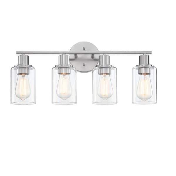 Pia Ricco 23.09 in. 4-Light Brushed Nickel Bathroom Vanity Lights ...