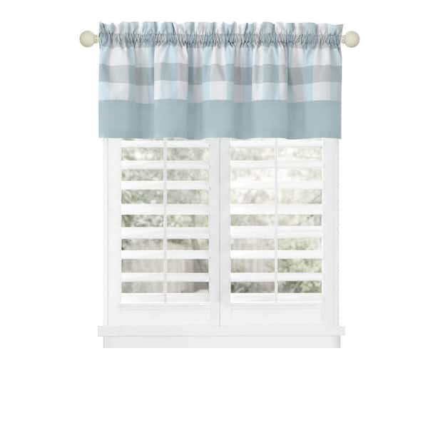 ACHIM Hunter 14 in. L Polyester and Cotton Window Curtain Valance in Ice Blue