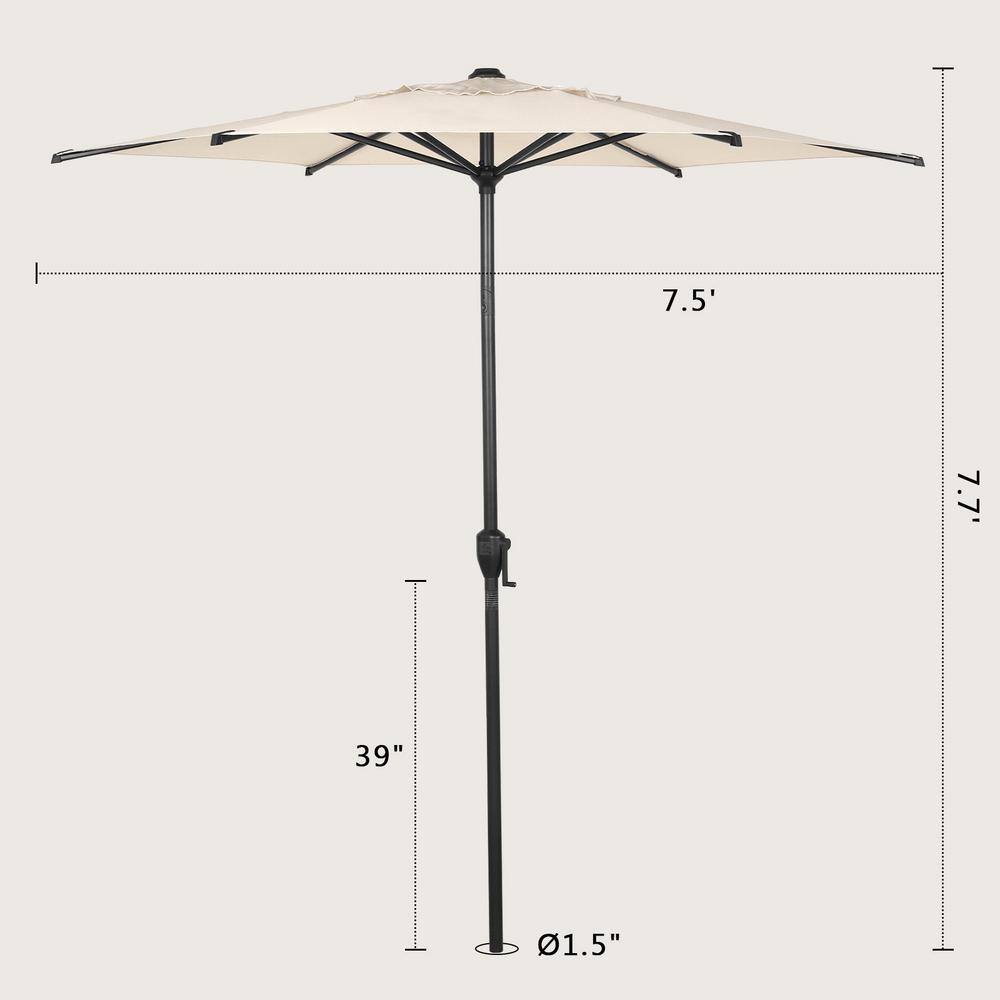 Lyon 7.5 ft Beige Steel Market Patio Umbrella
