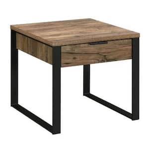 24 in. Brown and Black Square Wood End Table with 1-Drawer